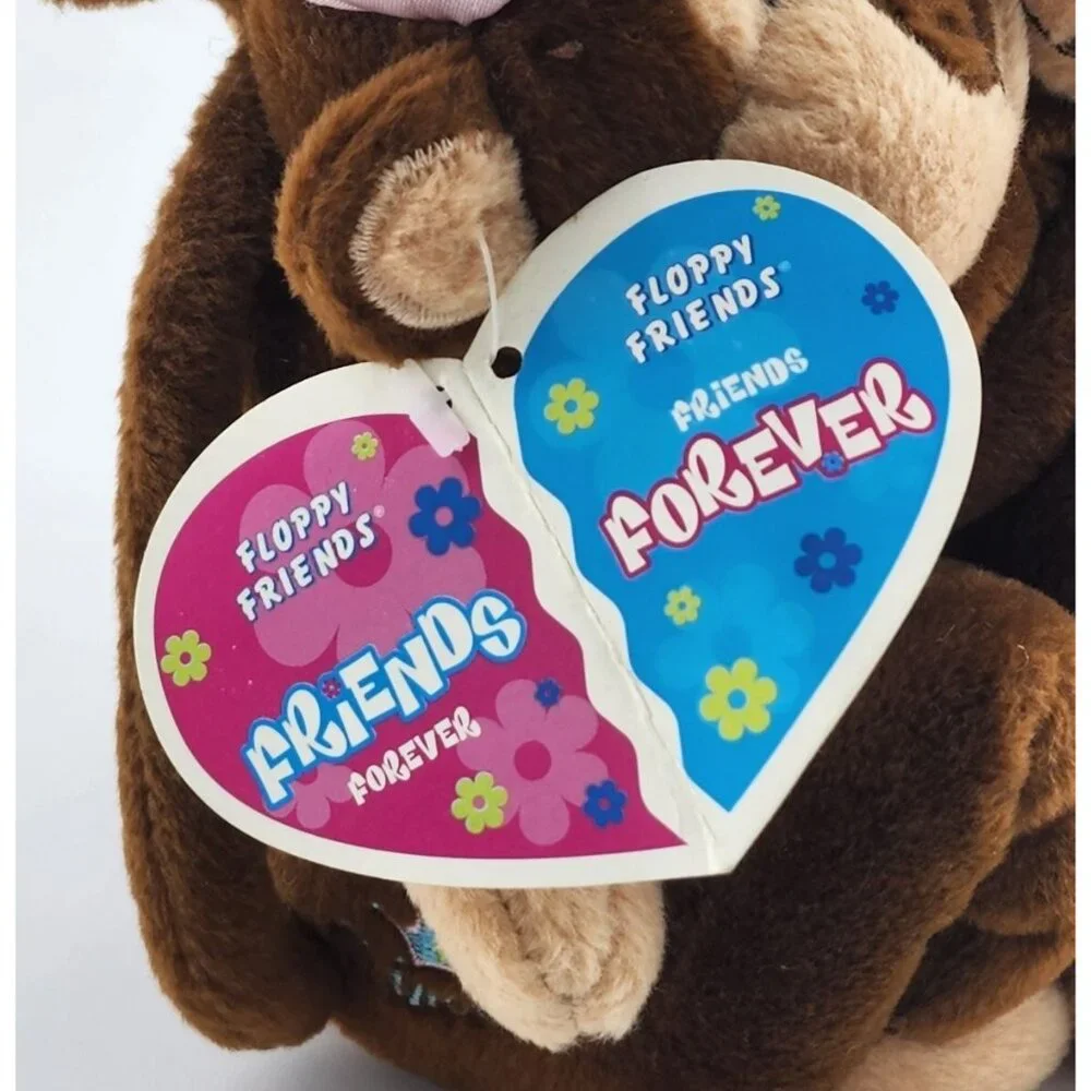 Vtg Y2K 2001 Floppy Friends Best Friends Forever Monkey Plush Duo Angel/Princess